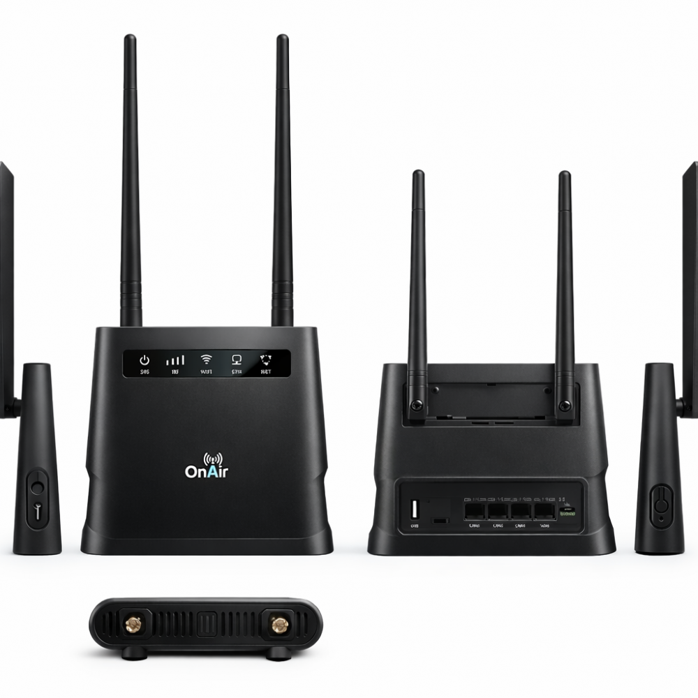 Гигабитный роутер OnAir со встроенным модемом SIMCom LTE cat.12, WiFi 2,4+5 ГГц